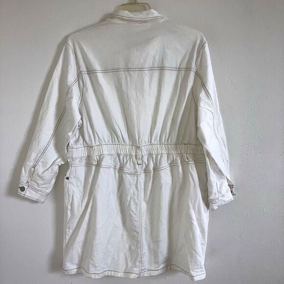 TERRA & SKY 1X White 98% Cotton Denim Utility Jeans Overalls Jumper Dress Plus - Picture 2 of 3